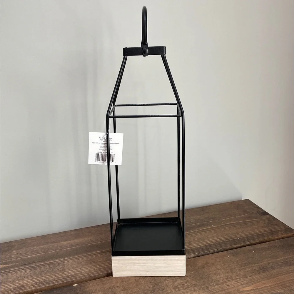 Black Lantern With Wooden Base